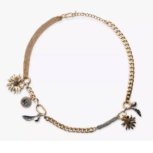 Zara NWT sz 34 Mixed Metals Flower Charm Belt - adjustable
